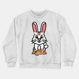 Funny white rabbit is a sushi chef Crewneck Sweatshirt